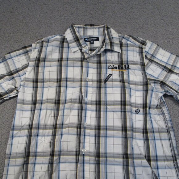 Vintage Ecko Unltd Men’s Shirt Medium White Striped Button Down Short Sleeve - Picture 2 of 12